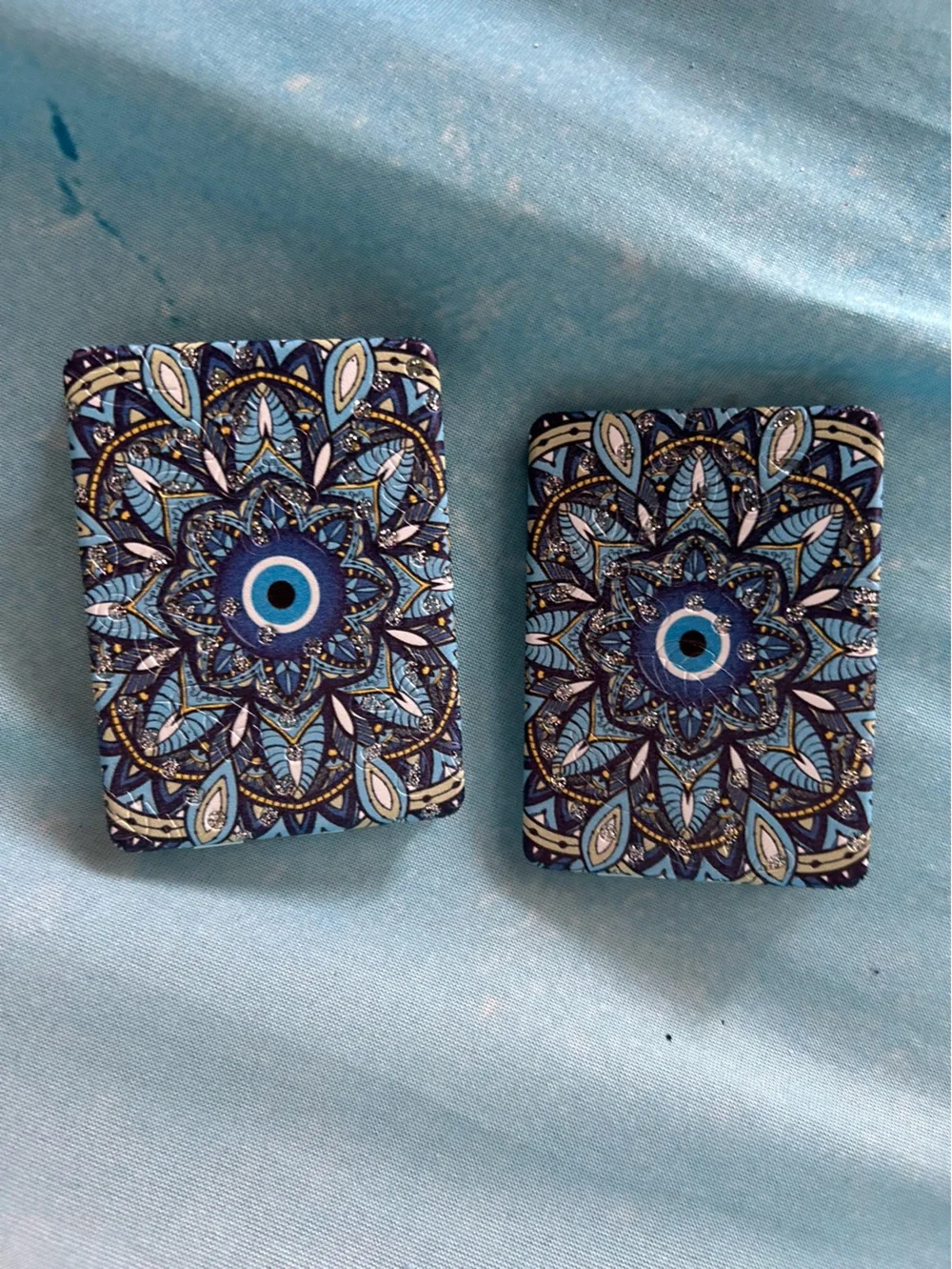 Private Label Blue Floral Mandala Compact Mirror